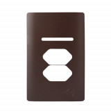 Placa p/ 1 Interruptor + 2 Tomadas 4x2 - Novara Marrom Fosco